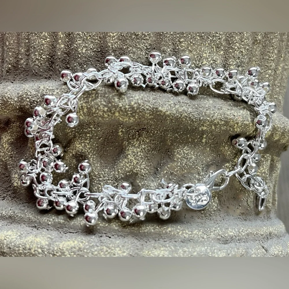 Elegant Sterling Silver 925 Women's Beaded Bracelet 🌿🆕🌿
